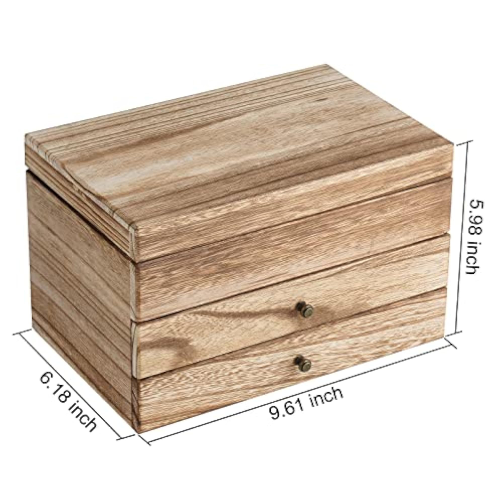 Large 3 Layer Wooden Jewelry Box with Mirror