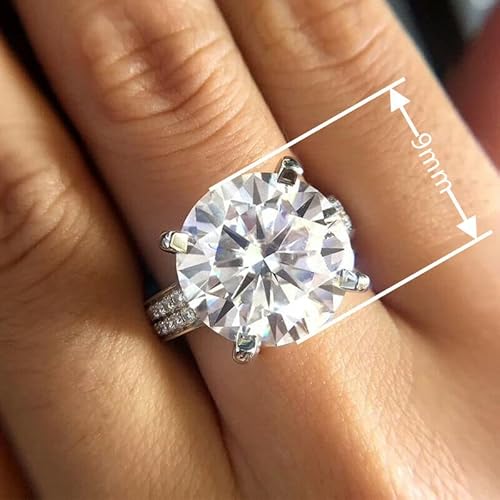 Ssjewel 5 Ct Round Cut Diamond Women's Wedding Band Engagement Rings 14K White Gold Finish 925 Sterling Silver Handmade Stacking Matching Anniversary Gorgeous Gift For Her #TOP5
