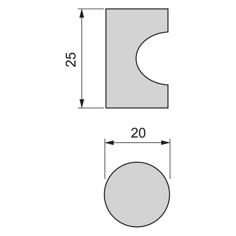 Emuca 9161651 Türknauf für Möbelstück, Ø20mm, Zamak, Nickel satiniert, 20 Stück