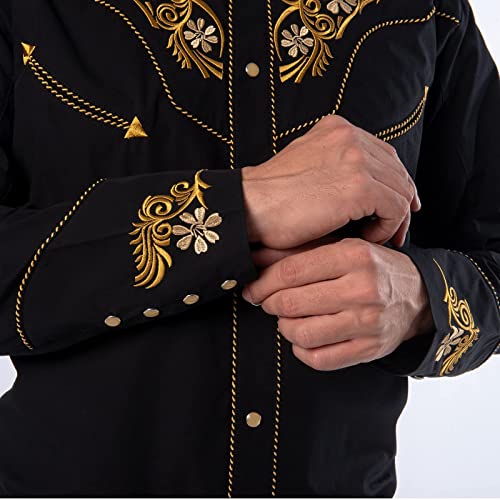 EL PIONERO Men's Western Shirt Long Sleeve Embroidered Cowboy Casual Snap Button Shirt3