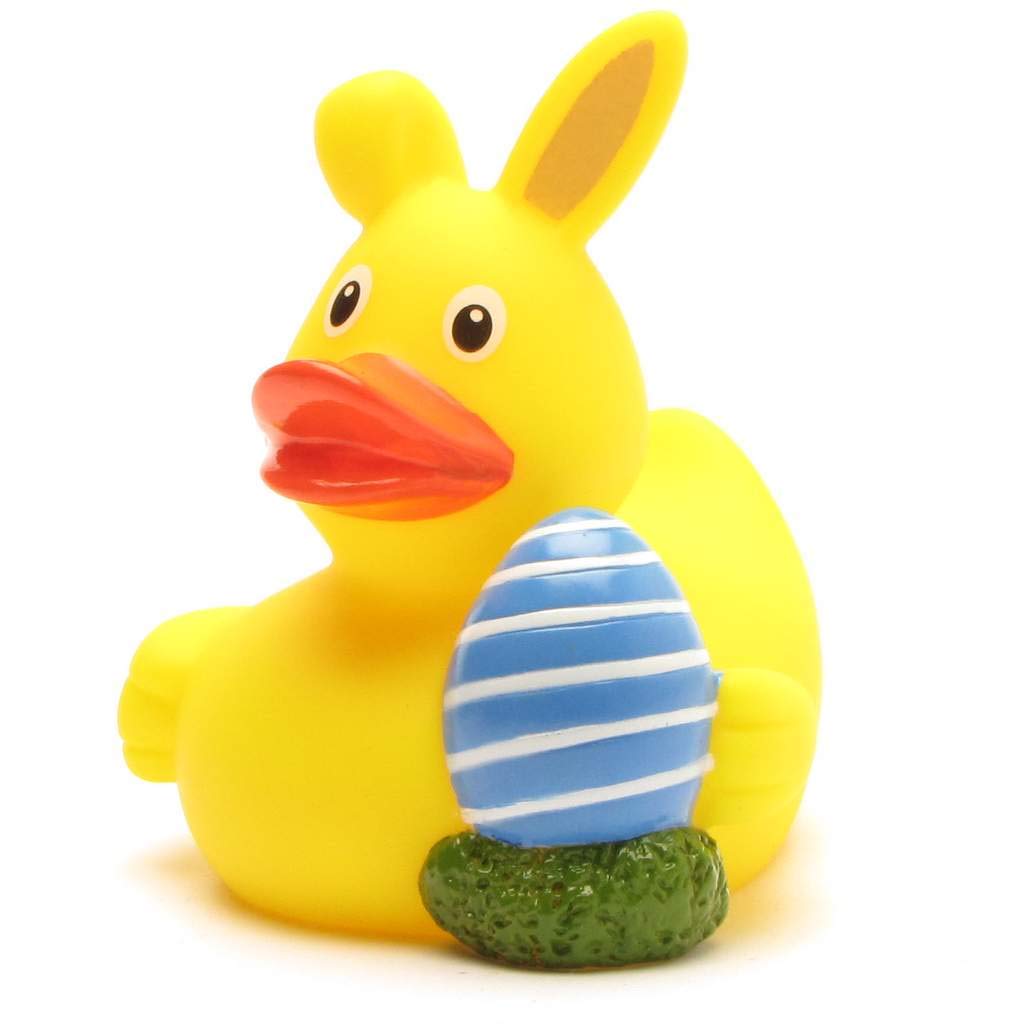 Duckshop I Easter Squeaky Duck I L: 7.5 cm I Includes Bath Duck Keyring in Set
