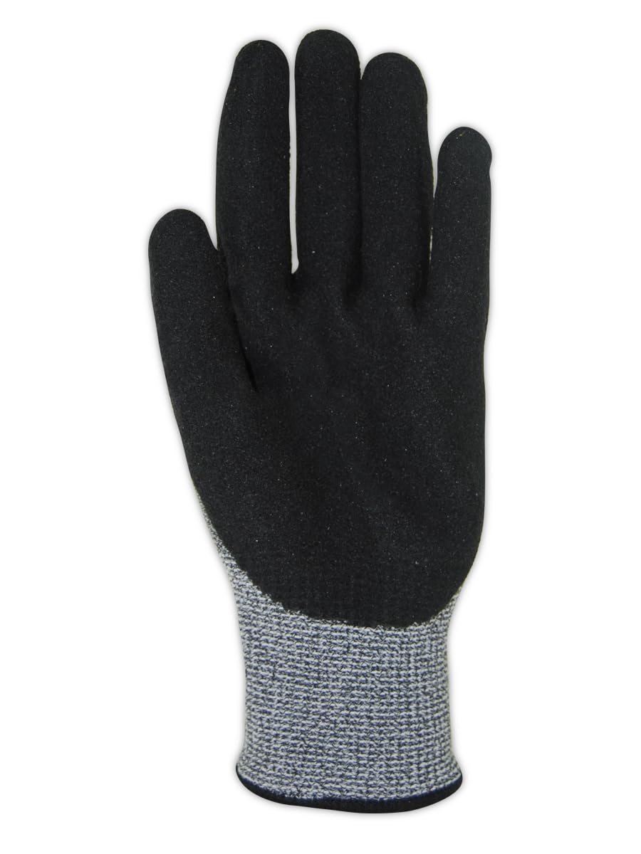 Guante Magid y seguridad gpd255 – 8 Magid d-roc HPPE Blended Nitrix Grip tecnología guantes de trabajo (palmas cubiertas de corte nivel A3, 9, sal y pimienta, 8 (Pack de 12)