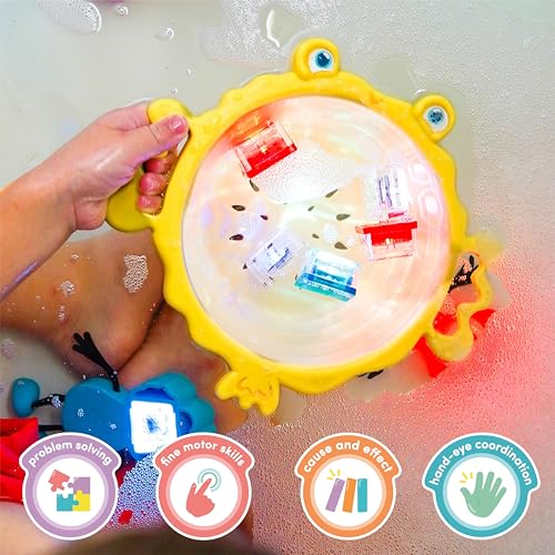 Image of Glo Pals Under The Sea Bundle, Contains 1 Pack Fun Fillers Sensory Play Accessories, 3 Pack Pick-Up Pals Sensory Tools, and 4 Pack Alex Yellow Water-Activated Light-Up Cubes