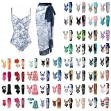 Sales Today Clearance Women's One Piece Swimsuit V Neck Floral Print Bikini Swimsuit with Cover Up Wrap 2 Piece Bathing Suits Beachwear Rio De Janeiro Set