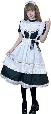 French Maid Apron Outfits Women Japanese Anime Cosplay Uniform Fancy Costume Set Lolita Dress for Halloween