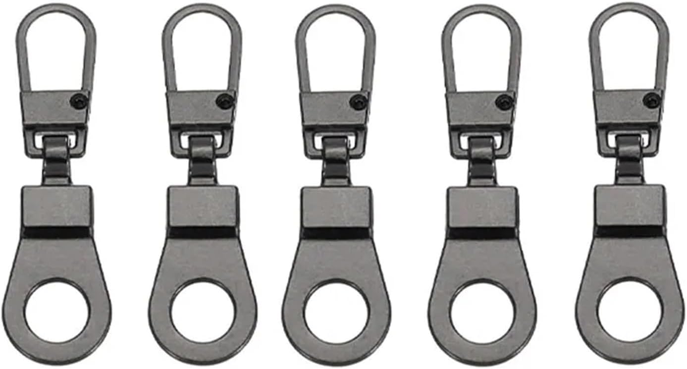 Zipper Pull Replacement 100pcs Detachable Metal Zipper(Glossy Black)