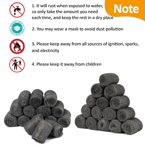 Image of MAQIHAN Steel Wool Pads 0000 60PCS - Steel Wool 0000 Roll Glass Wood Fabric Metal Extra Fine Polishing Chrome Glass Polishing Pads Wool Steelwool Mice Control Weep Hole Covers Walls Fill | Extra Fine Stainless Polish Pad for Glass, Wood Furniture, Metal Chrome, Bathroom Ceramics, Pipe & Weep Hole Filler for Wall