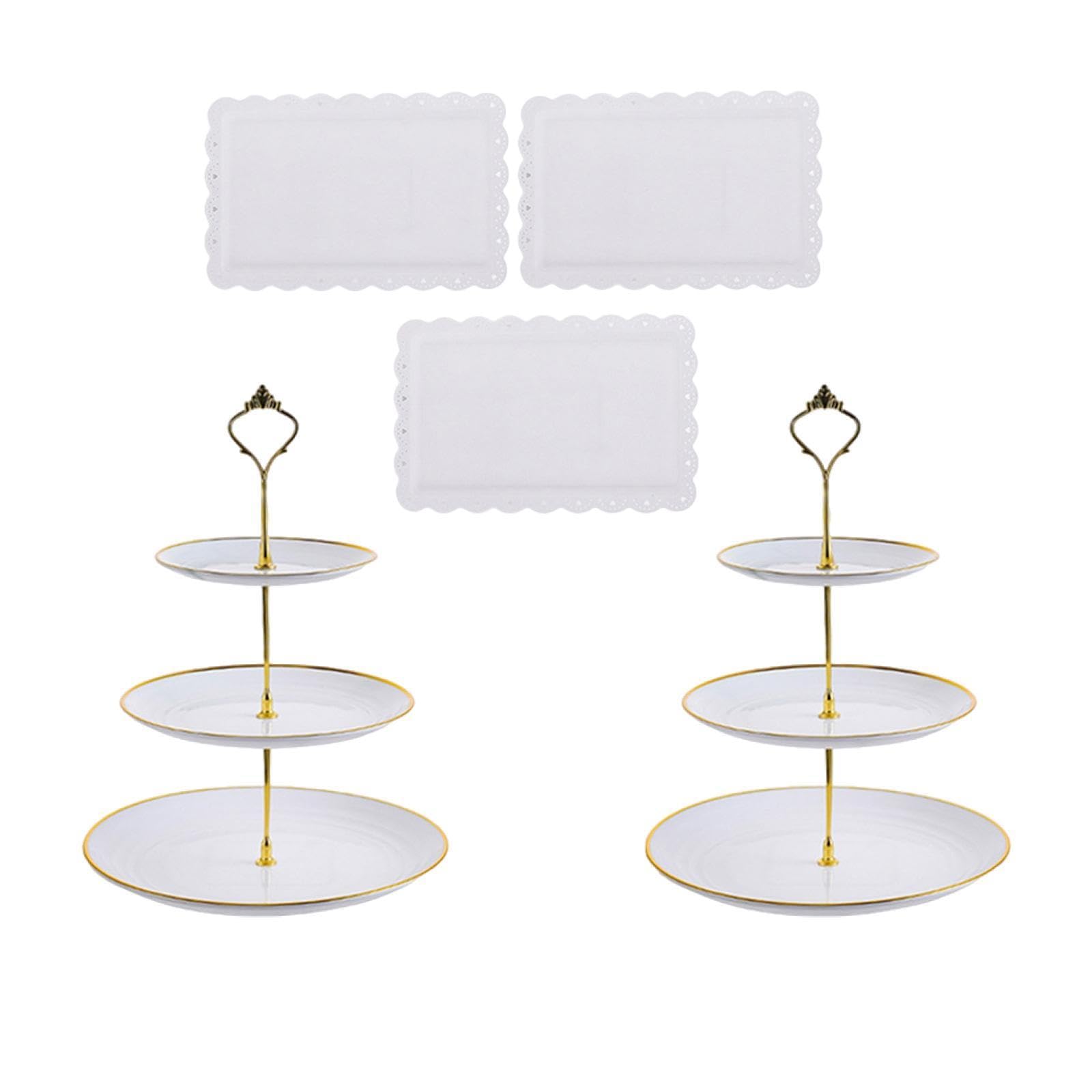 F Fityle 2 Pezzi Alzatine per Cupcake a 3 Livelli con 3 vassoi, Supporto per servire, alzatine a più Livelli per Feste, Style B