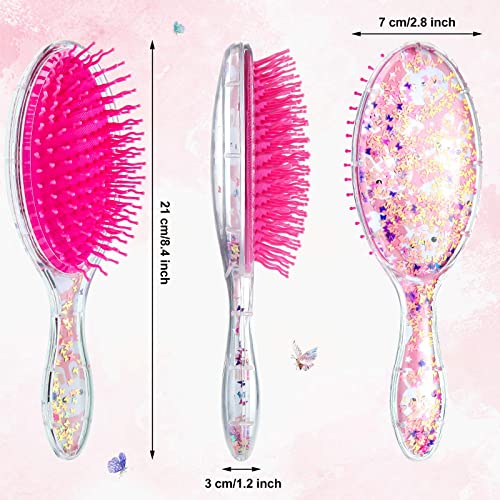 2 Pieces Kids Wet Hair Brush Confetti Glitter Detangler Hair Brush Set Soft Bristles Massage Brush For Baby Kids Girls Christmas Holiday Presents (Bunny And Unicorn) #TOP3
