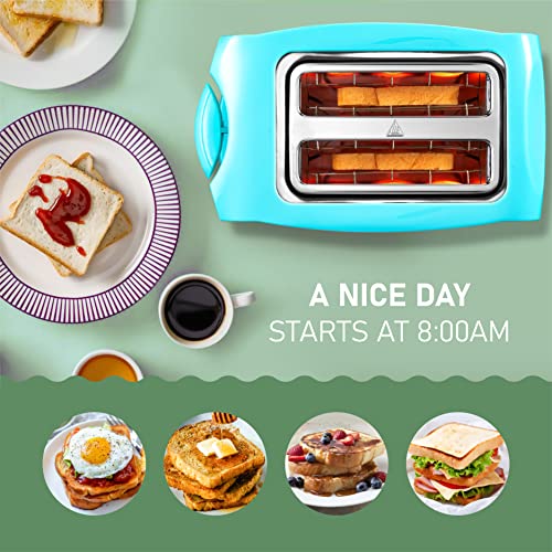 Toaster 2 Slice Kotian Compact Bread Toaster 6 Browning Settings,Cancel/Defrost/Reheat Function,Removable Crumb Tray,Turquoise Green,800W #TOP1
