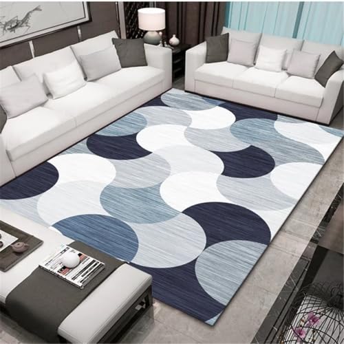 Tapis de décoration géométrique gris-bleu en demi-cercle haut de gamme - 2