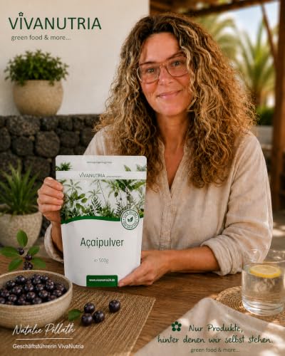 VivaNutria Acai Pulver 500g I Acai-Beeren-Pulver für Bowls und als Müsli-Topping I Smoothie Pulver I Rohkostqualität ohne Zusätze I Antioxidantien I vegan