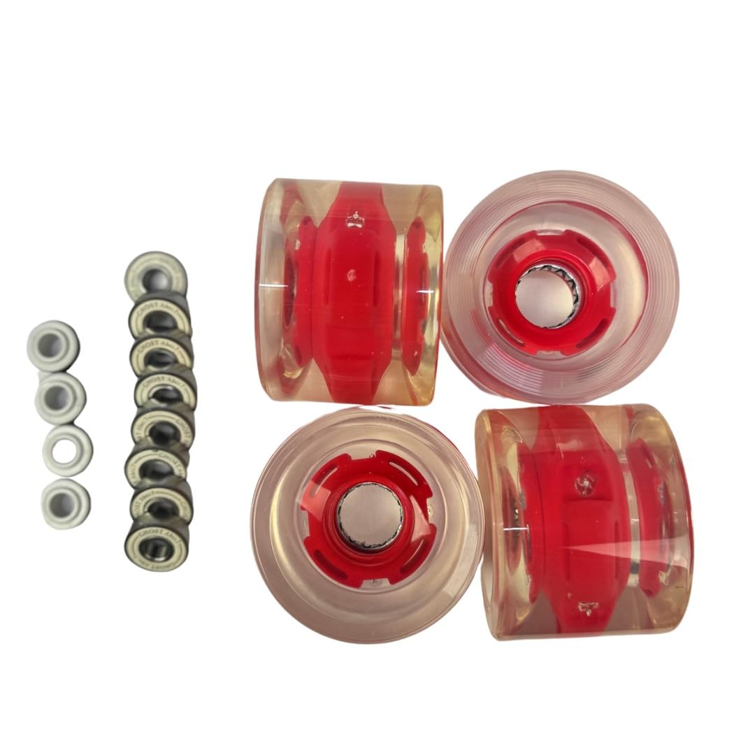 70MM 78A Ghost LED Longboard Wheels, Watch Them Light Up and Glow! ABEC-7 Ghost Bearings. See Through Light Up Wheels.