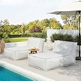 Christopher Knight Home Natty Outdoor Bean Bag Chair Set of 2, Fabric Bean Bag Chair for Adults and Kids, Indoor/Outdoor Sun Lounger, Patio Lounge Chair Set of 2, Light Gray