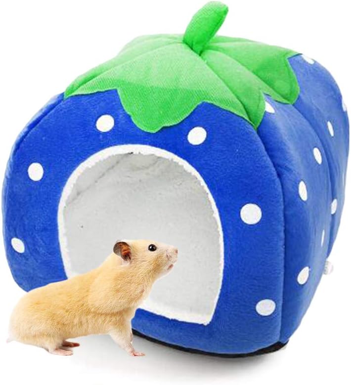 SEIS Hamster Strawberry Nest Totoro Warm Bed Pet Guinea Pig Pad Hedgehog Mat Mouse House Dog Cat Cotton Fluff Soft Comfortable for Cats…