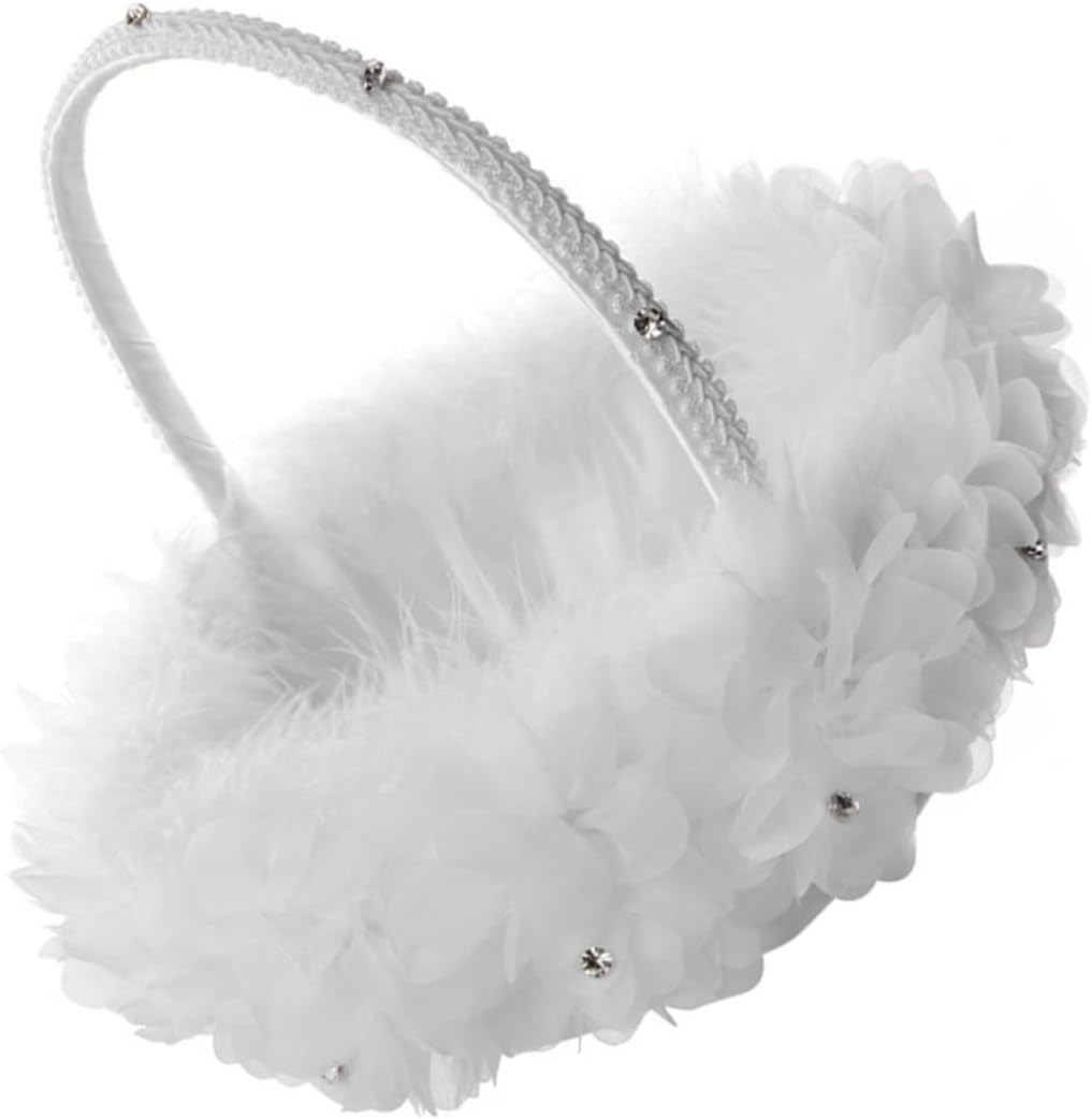 Wedding Floral Basket White Lace Flower Girl Basket with Handle for Wedding Ceremony and Party Supplies