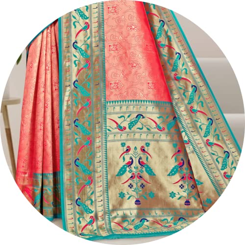 Image of Women's Paithani Silk Tassel Finish Saree Ethnic Unstitched Blouse Piece
