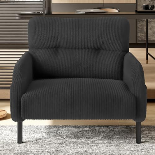 KOMHTOM Fauteuil Simple Places en Velours Côtelé avec Dossier Haut Confortable, 4 Poches et Pieds...