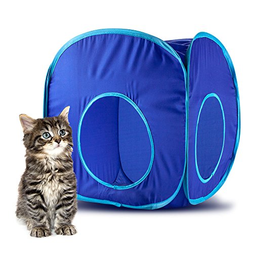 Weebo Pets Pop-Up Cat Play Cube with Storage Bag (Blue)
