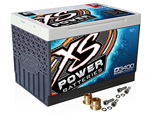 XS Power D3400 12V AGM 3300A Car Audio Battery/Cell+FREE 580 Top-Post Terminals