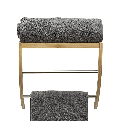 Home Basics TR35119 Bamboo Wall Mount Shelf With 2-Tier Curved Towel Rack thumb #2