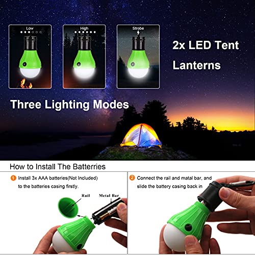 Camping Accessories Campsite Storage Strap, With 2 Led Camping Lights, 16Ft Adjustable Tent Camping Lanyard Rope Clothesline, For Outdoor Hammock Hanging Camping Gear And Equipment, Tent Accessories #TOP2