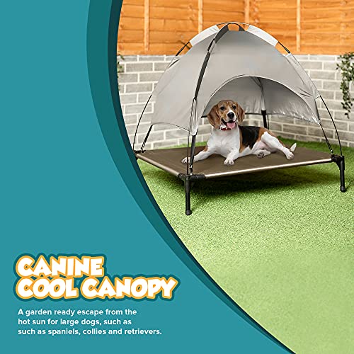 Petlicity Elevated Dog Bed with Canopy - Large Raised Dog Bed Pet Cot with Removable Shade for Indoor Use - Waterproof, Breathable and Portable Sun Lounger Outdoor Dog Bed for Pets (92x76cm) - Image 6