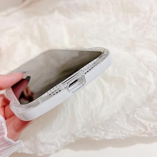 Miniatura 6 de Funda transparente compatible con iPhone 14 Pro Max, bonito diseño de flores de dibujos animados azules, diseño de marco ondulado rizado, funda