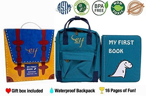 Quiet Book/Activity Book/Best Educational Montessori Toy for Babies and Toddlers. Early Learning preschool material for Boys and Girls, Safety soft fabric books for Kids, My First Book (Blue)