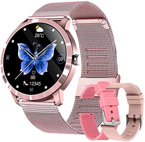 Smart Watches for Women, 2023 HD LCD Smart Watch for Android Phones and iPhone Compatible, Waterproof Fitness Smartwatch with Sleep Tracker, Heart Rate, Blood Oxygen Monitor, Smartwatch Rose Gold