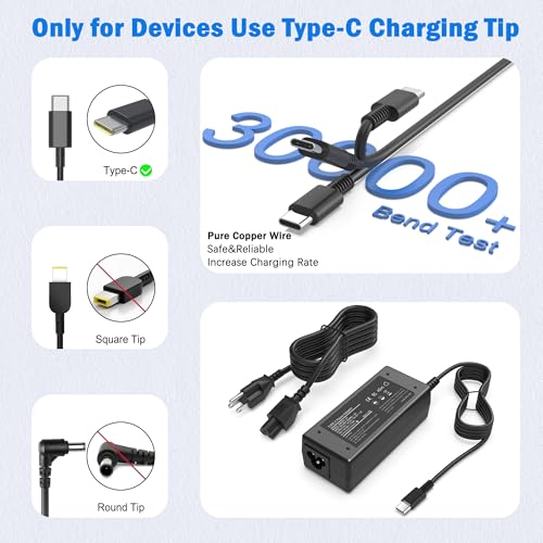 image for VJYUIJAY Universal 45W 65W USB C Laptop Charger Compatible with HP chr