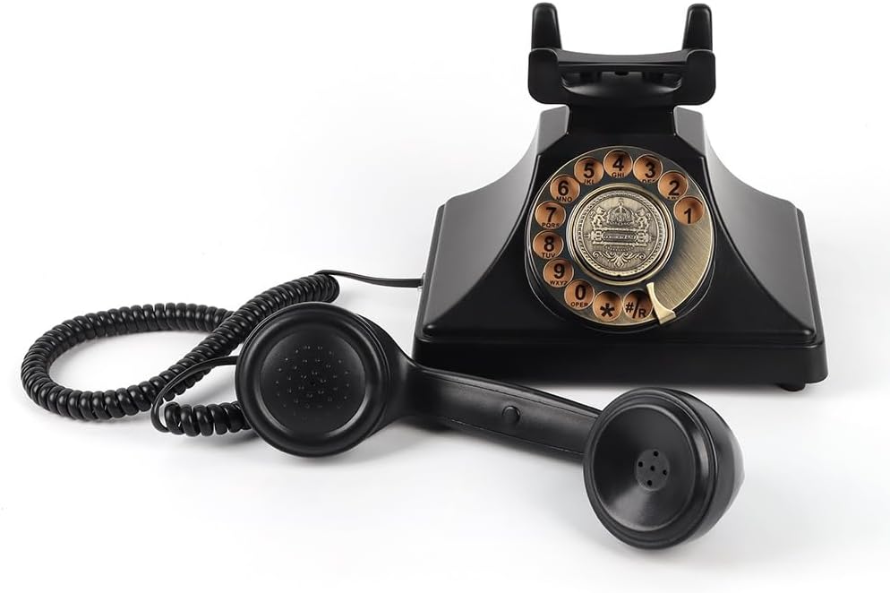 Vintage Audio Guest Book Telephone Retro Audio Guestbook Rotary Phone for Wedding Party Gathering(D)