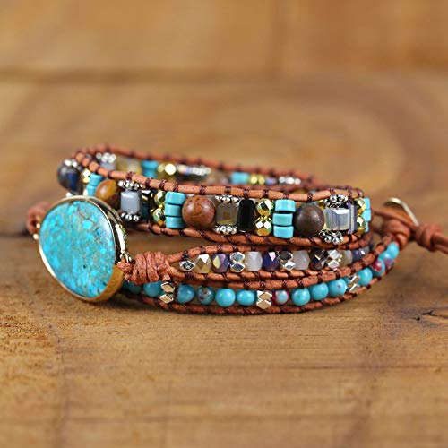 Zosojona Boho Wrap Bracelets Natural Jasper Crystal Stone Variety Beads Strand Bracelet #TOP2