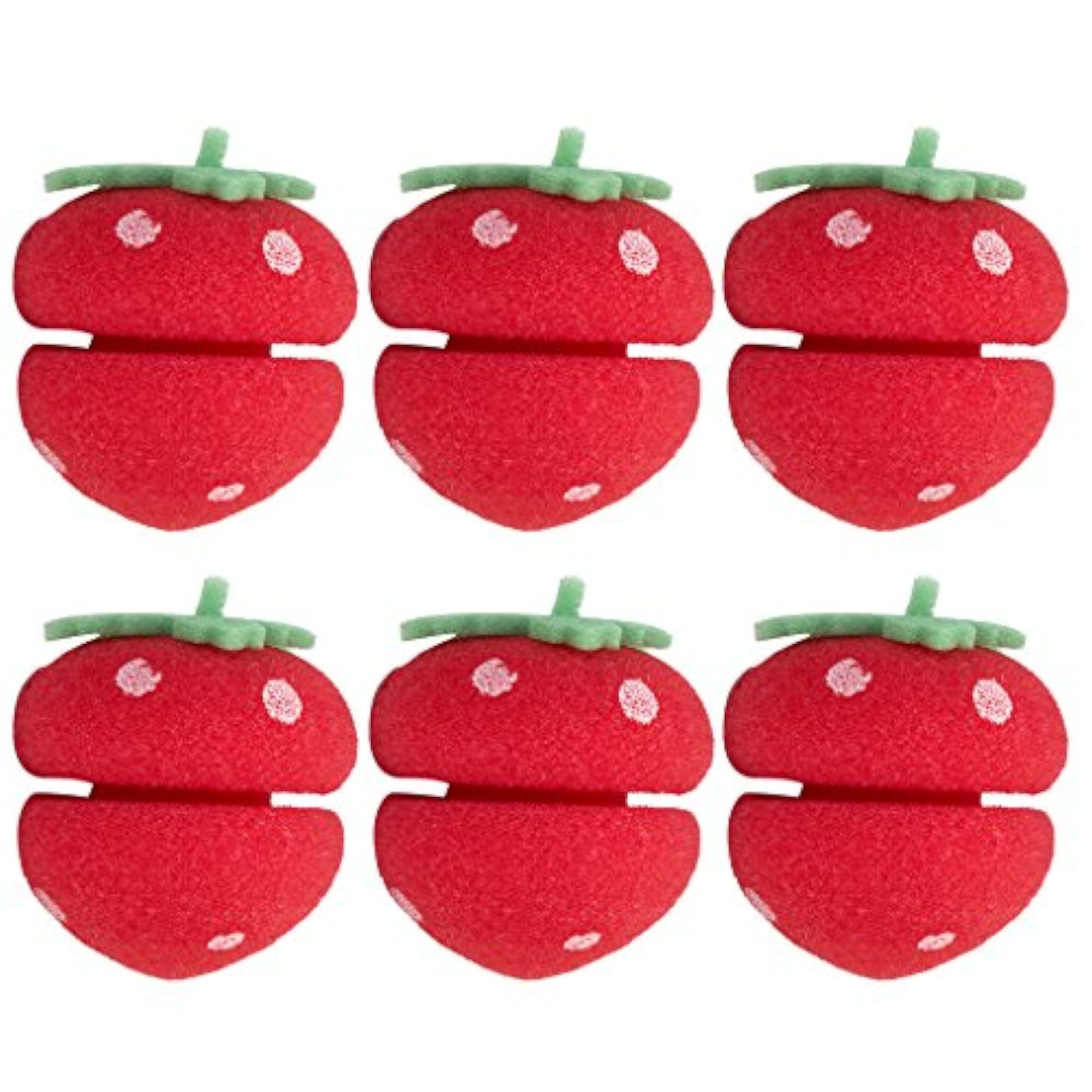 6X Soft Sponge Ball Curlers, Cute Strawberry Hair Roller DIY Tool