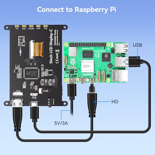 Image of 5 Inch Touchscreen Monitor for Raspberry Pi 5 /4 /3, 1024 x 600 IPS Display with 5-Point Touch Capacitive Screen, Plug and Play, Compatible with Raspberry Pi 5 /4 /3, Banana Pi, Jetson Nano