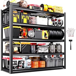 Storage Shelves,Adjustable Shelving Unit,5T Metal Garage Shelving,Heavy Duty Garage Storage Shelves, Quick-Install Wire Shelving Unit Utility Rack Shelf for Warehouse, Pantry72’H*59”W*19.7’D