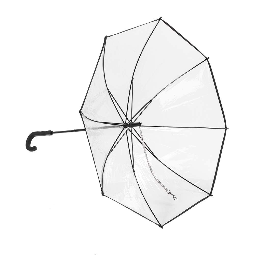 03 Kleiner tragbarer Haustier-Leinenschirm aus Kunststoff, Katzenschirm, Regenschutz für regnerischen Außenbereich(Transparent)