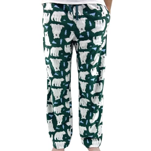 ROCK ATOLL Men's Soft Warm Fleece Animal Novelty Print Pajama Bottom Pants