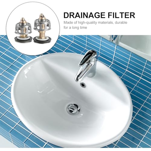 Image of Balacoo 4 Pack Pop Up Bathroom Sink Drain Stopper, Universal Core Basin Plug with Hair Catcher Strainer, Stainless Steel Filter for Washbasin