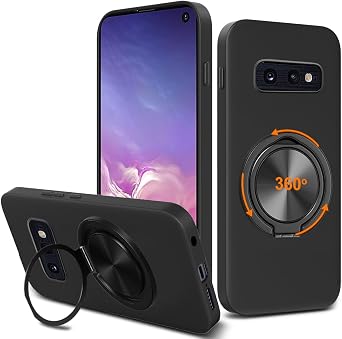 Compatible for Samsung Galaxy S10E Phone Case, 360 Rotatable Ring Holder Kickstand/Stand Silicone TPU Silm Fit Shockproof Protective Cover Case for Samsung Galaxy S10E - Black