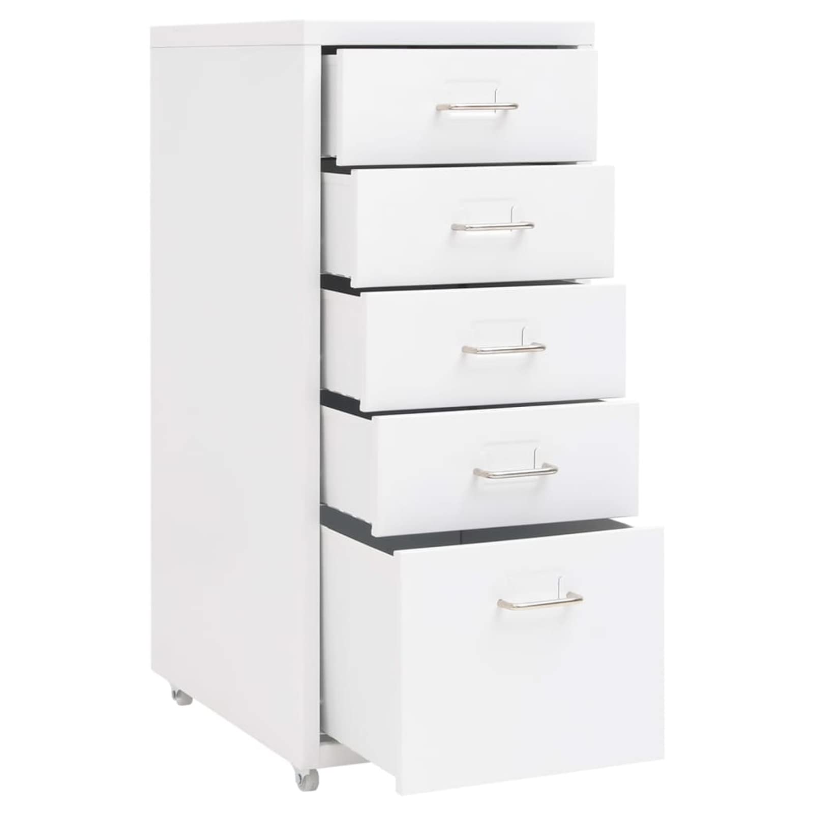 Tidyard Commode de bureau, avec roulettes, 5 tiroirs, en métal, 28 x 41 x 69 cm, tiroirs d'ameublement, classeur avec roulettes, commode pour bureau, commode avec roulettes