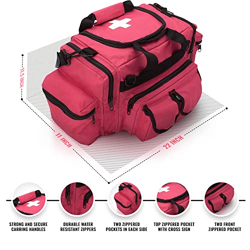 ASA TECHMED First Aid Responder EMS Emergency Medical Trauma Bag Deluxe, Pink