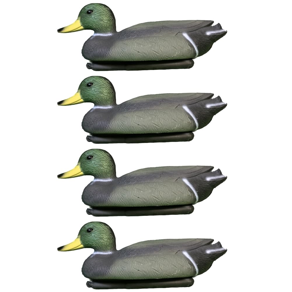 Faux canard flottant pour bassin et jardin extérieur avec socle robuste - 4 canards