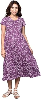 Inner Sense Organic Cotton Bamboo Feeding Kurtis for Women - Vertical Zipper Front Open Nighty - Soft, A-Line Pregnancy Dr... Price In India
