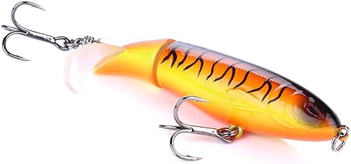 Miniatura 13 de Señuelos de pesca Topwater con caja de almacenamiento, Whopper Popper para lubina, bagre, lucio, perca, cebo flotante con cola giratoria para agua