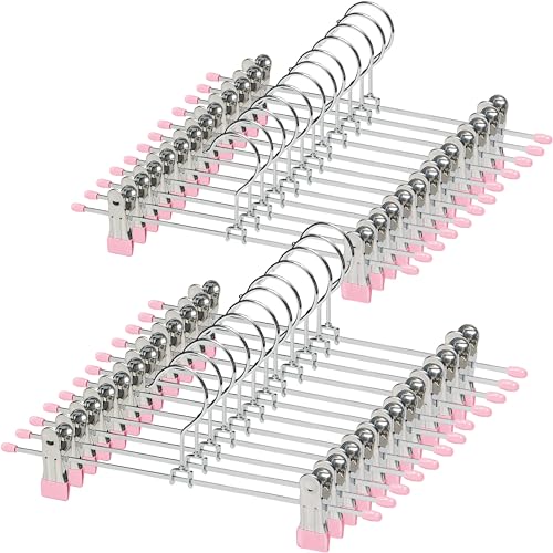 夢の家ハンガー ズボンハンガー スカートハンガー クリップハンガー ハンガー スカート ボトムスハンガー スカート ハンガーステンレス ゴム製クリップハンガー大人子供用 シワ防止滑 幅30cm