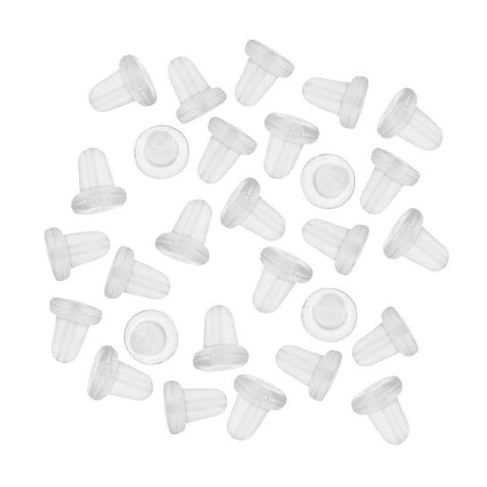Silicone Earring Backs 100-Pack Clear - Soft Rubber Stoppers, Plugs & Nuts For Ear Posts Earring Posts And Backs - Foto 11