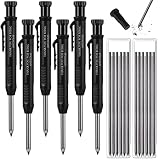Colarr 10 Pcs Mechanical Carpenter Pencil with 60 Refill Deep Hole Mechanical Pencil Marker Construc