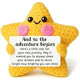 Crochet Star Graduation Gift, New Job & Good Luck Keepsake, Farewell & Moving Gift for Coworker Friend, Motivational Desk Decor for Student, Congratulations for New Adventure