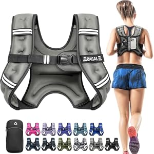 BAGAIL Gewichtsweste für Krafttraining, Brustgröße Verstellbar, Praktische Tasche, mit Eisensand Gefüllte, Ideal für Fitnessstudio-Workouts, Yoga-Training & Aerobic-Übungen, Grau, 2.3kg/5lb